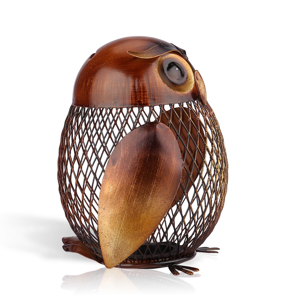 Metal Owl Shaped Figurine for Home Decoration