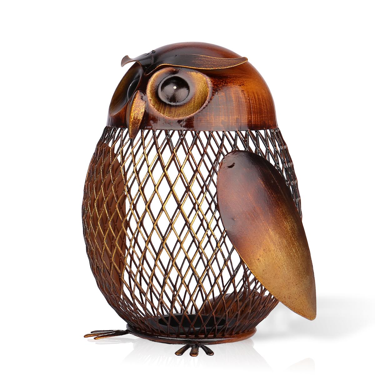 Metal Owl Shaped Figurine for Home Decoration