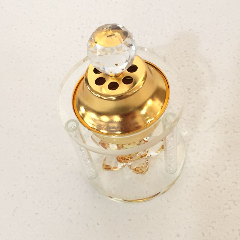 Home Decor Crystal Glass Lotus Incense Burner