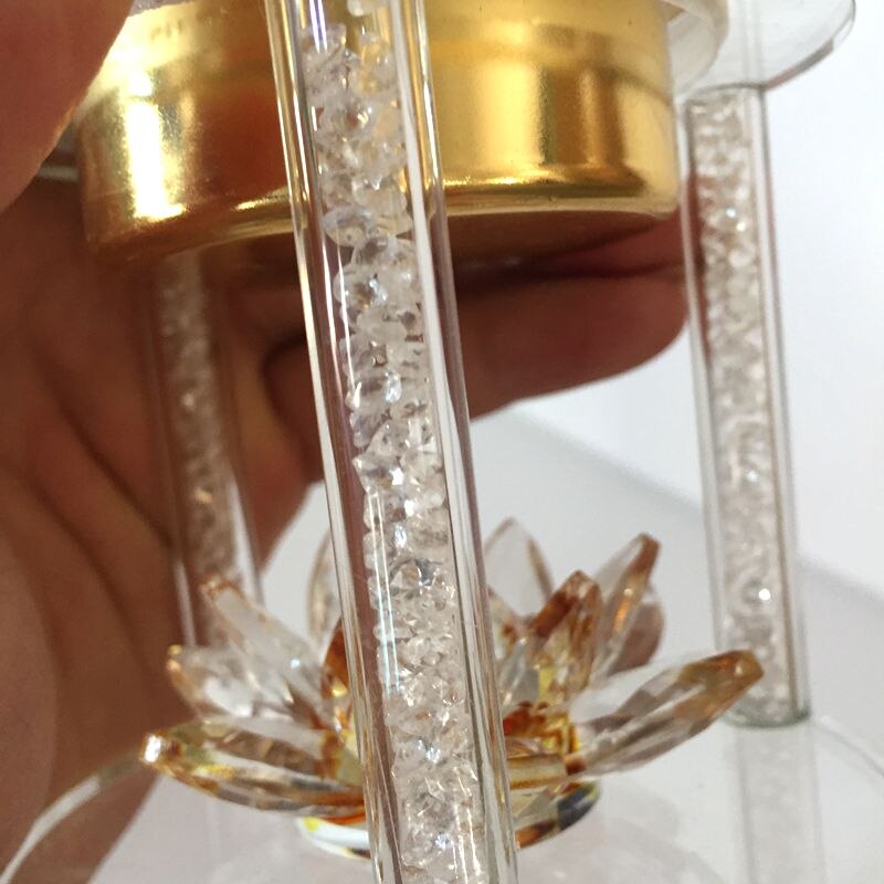 Home Decor Crystal Glass Lotus Incense Burner