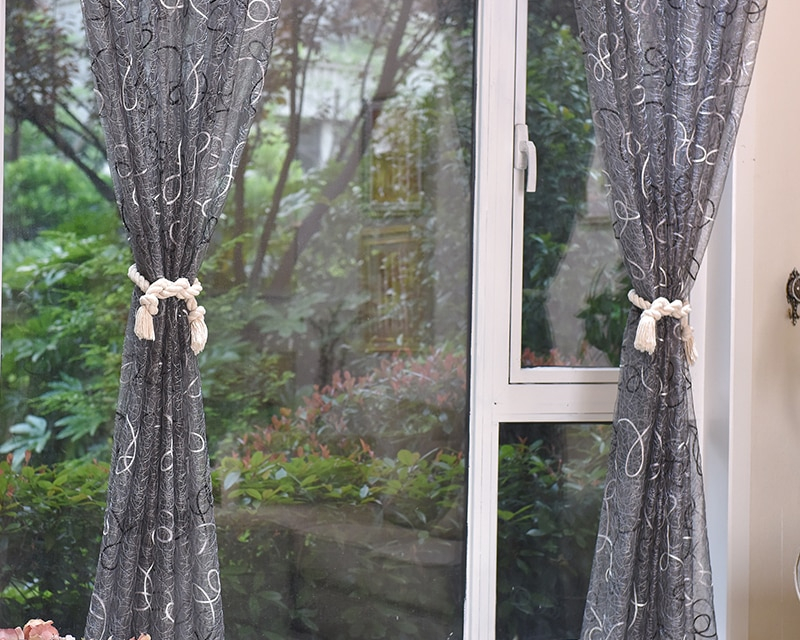 Silver Solid Embroidered Curtains