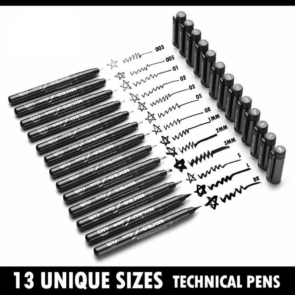 Set of 13 Micron Neelde Drawing Pens