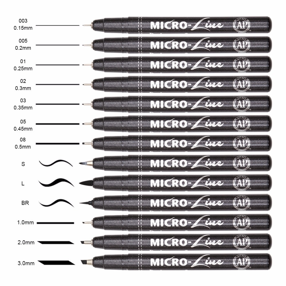 Set of 13 Micron Neelde Drawing Pens
